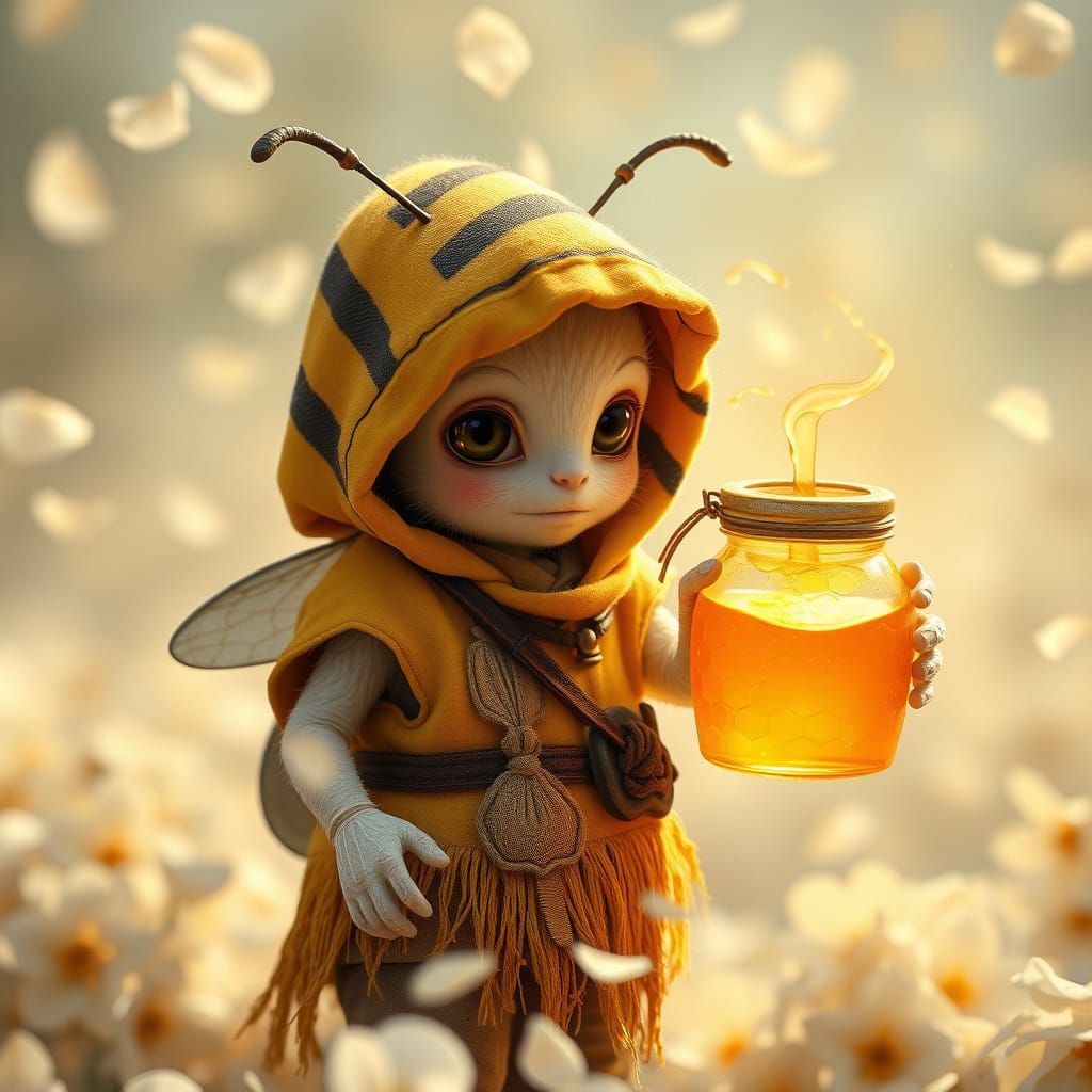 Whimsical Bee-Like Street Vendor Radiates Magic