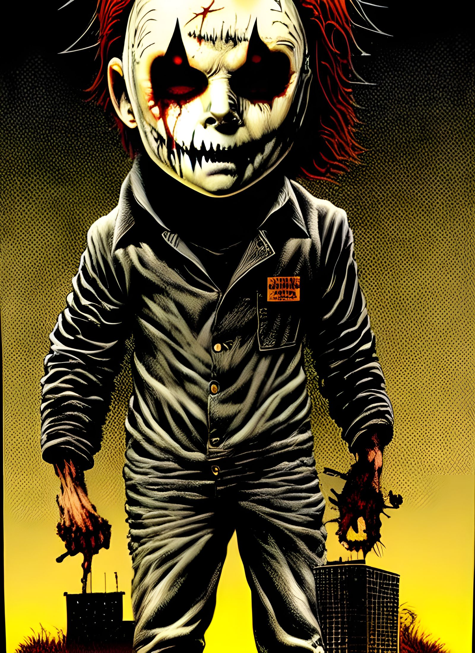 Chibi Michael Myers in Sinister Horror Style