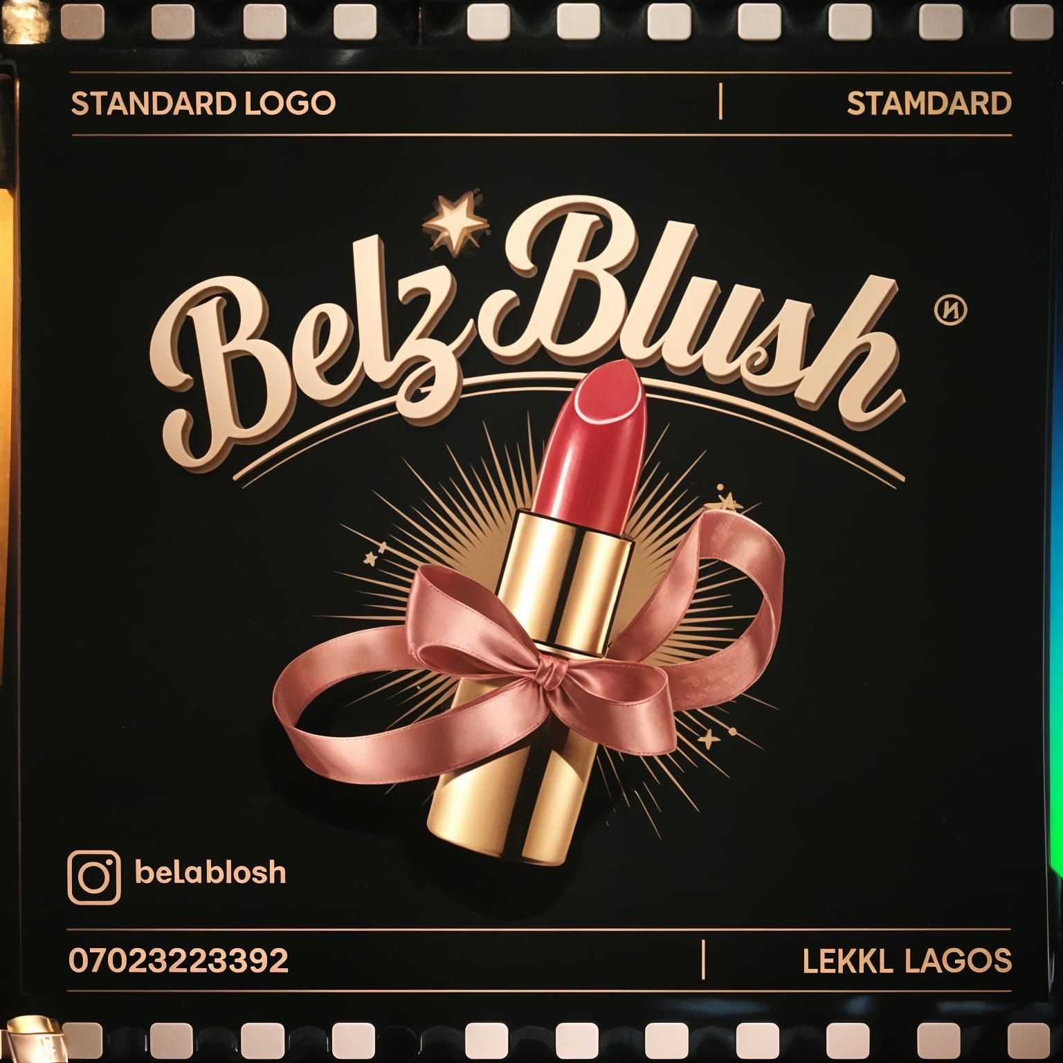 Elegant Logo Design with Lipstick and Ribbon Detail