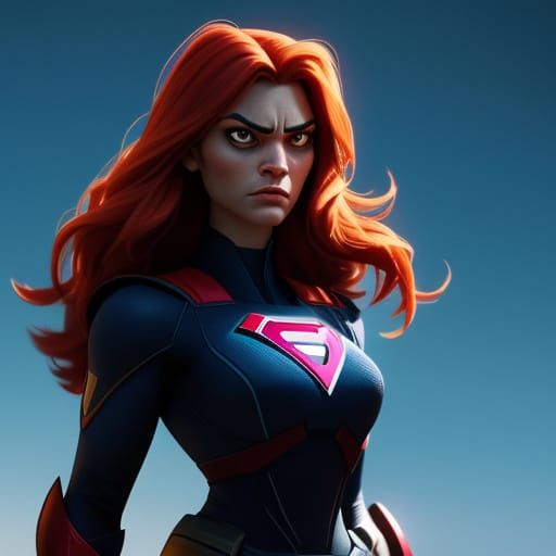 Superhero Woman With M Emblem Cinematic Film Still