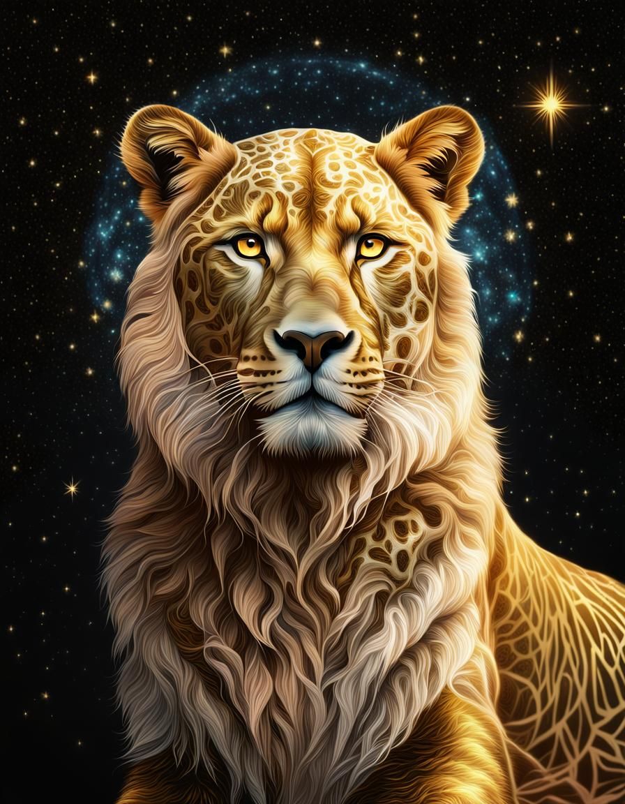 Majestic Golden Animal with Ethereal Glow, Digital Art