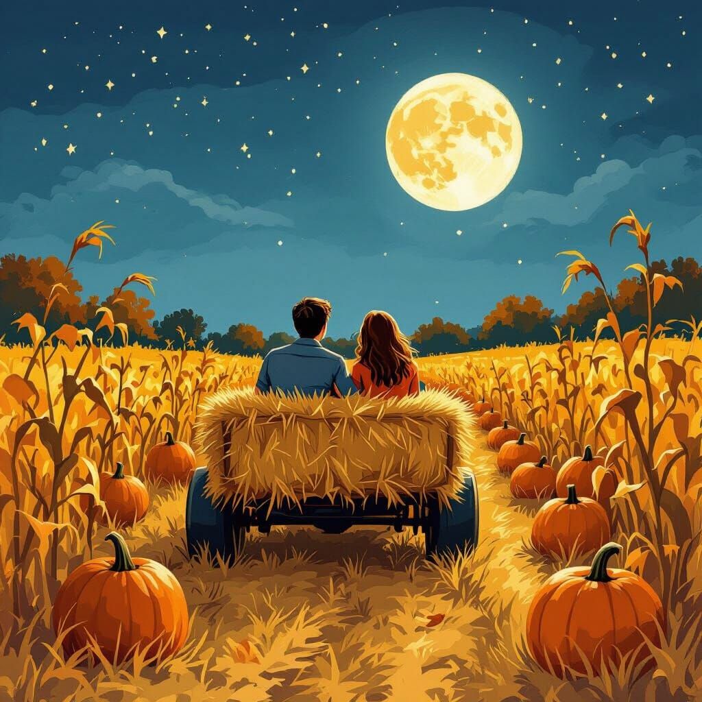 Autumn Hayride: A Nostalgic Storybook Scene