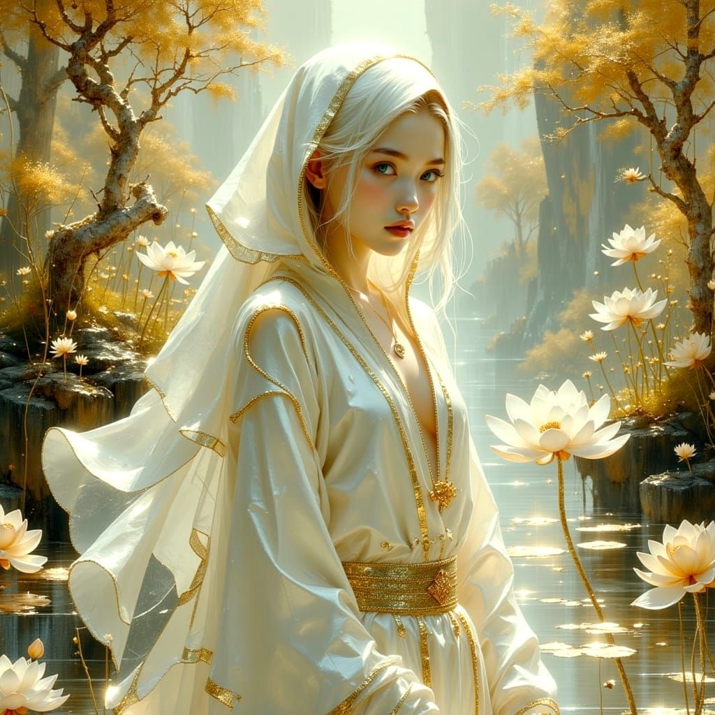 Baroque Goddess of Dreams in Golden Splendor