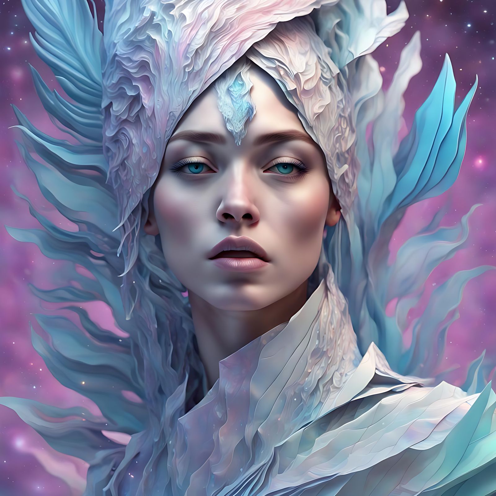 Aquarius Woman: 3D Rendered Paper Origami Art