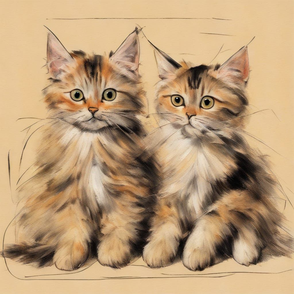 AI Art: Cat's Triple Pleasure Made of Code