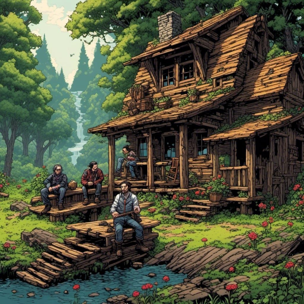 <lora:HD 2D Pixel Art:1.0> Old man rocking in a rocking chai...