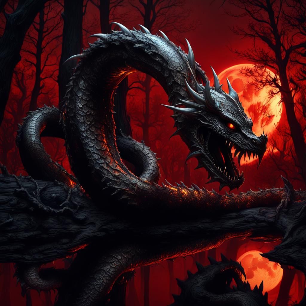 Gooey Serpent Dragon and Chrome Knight in Noir Forest