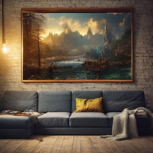 Cozy Couple by Fireplace: Fantasy Concept Art