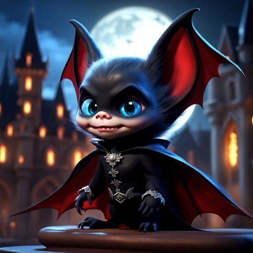 Adorable Dracula Bat in Detailed Matte Painting