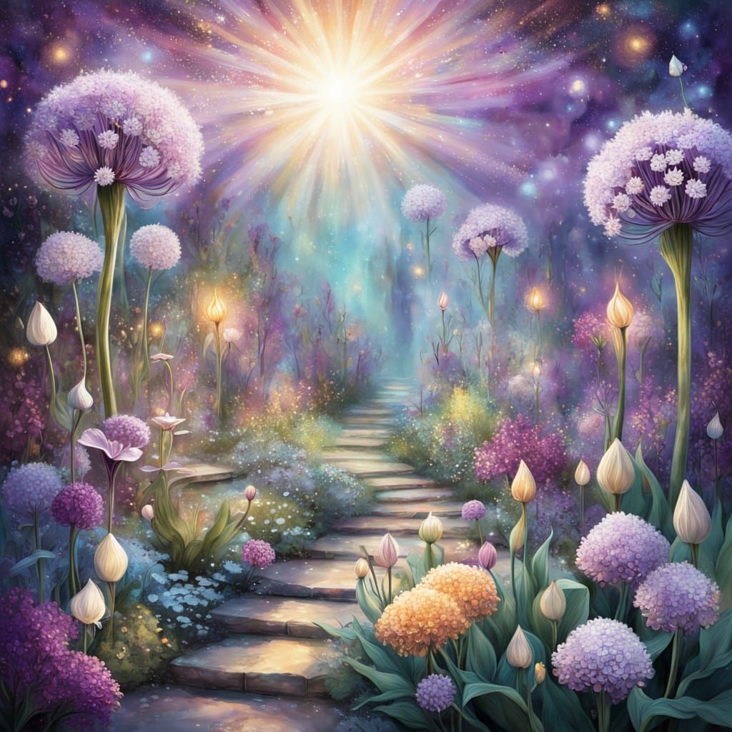 Ethereal Aliums and Lilacs in a Magical Garden