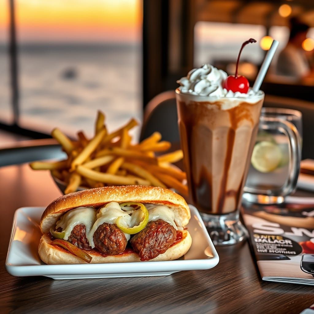 Italian Meatball Sub Feast with Ocean View