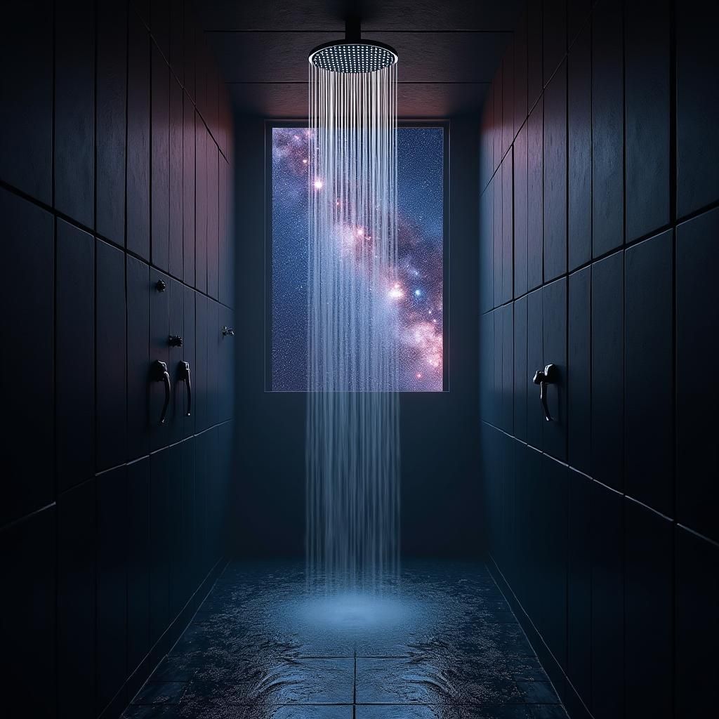 Hyperrealistic Shower with Starry Night Window