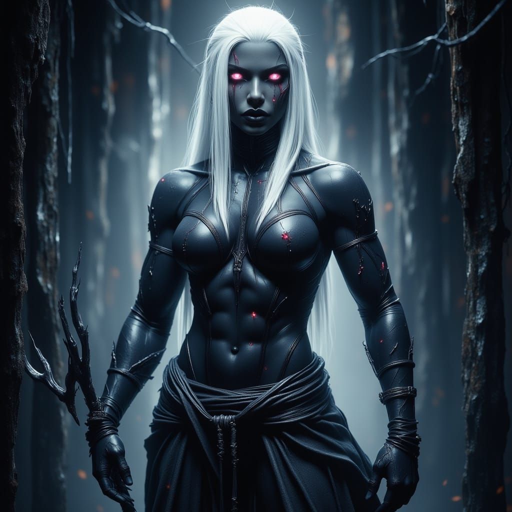 Cinematic Drow Warrior: Dark Fantasy Art