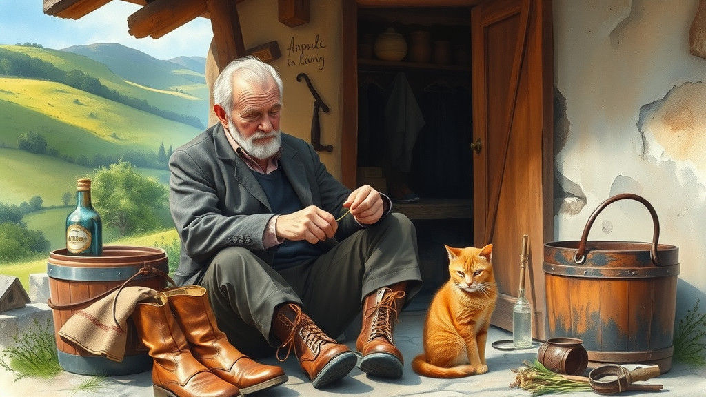 Cobbler's Respite: A Watercolour Painting