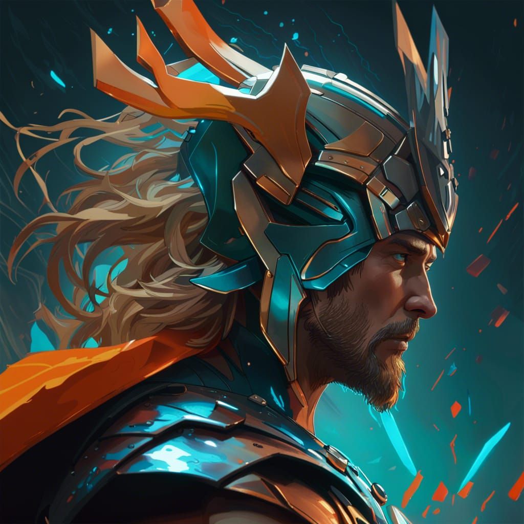 Thor Concept Art in Art Nouveau Style
