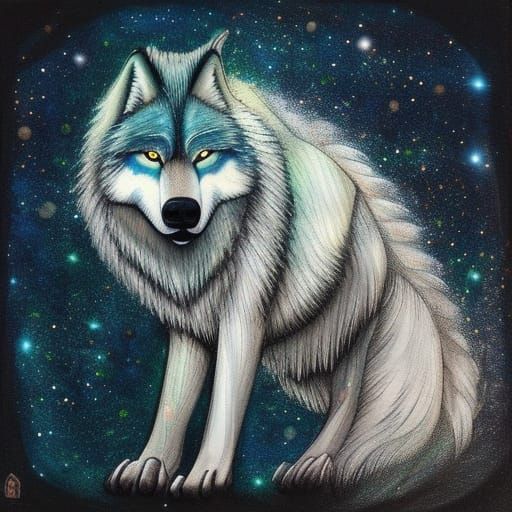 An enchanting, ethereal wild wolf