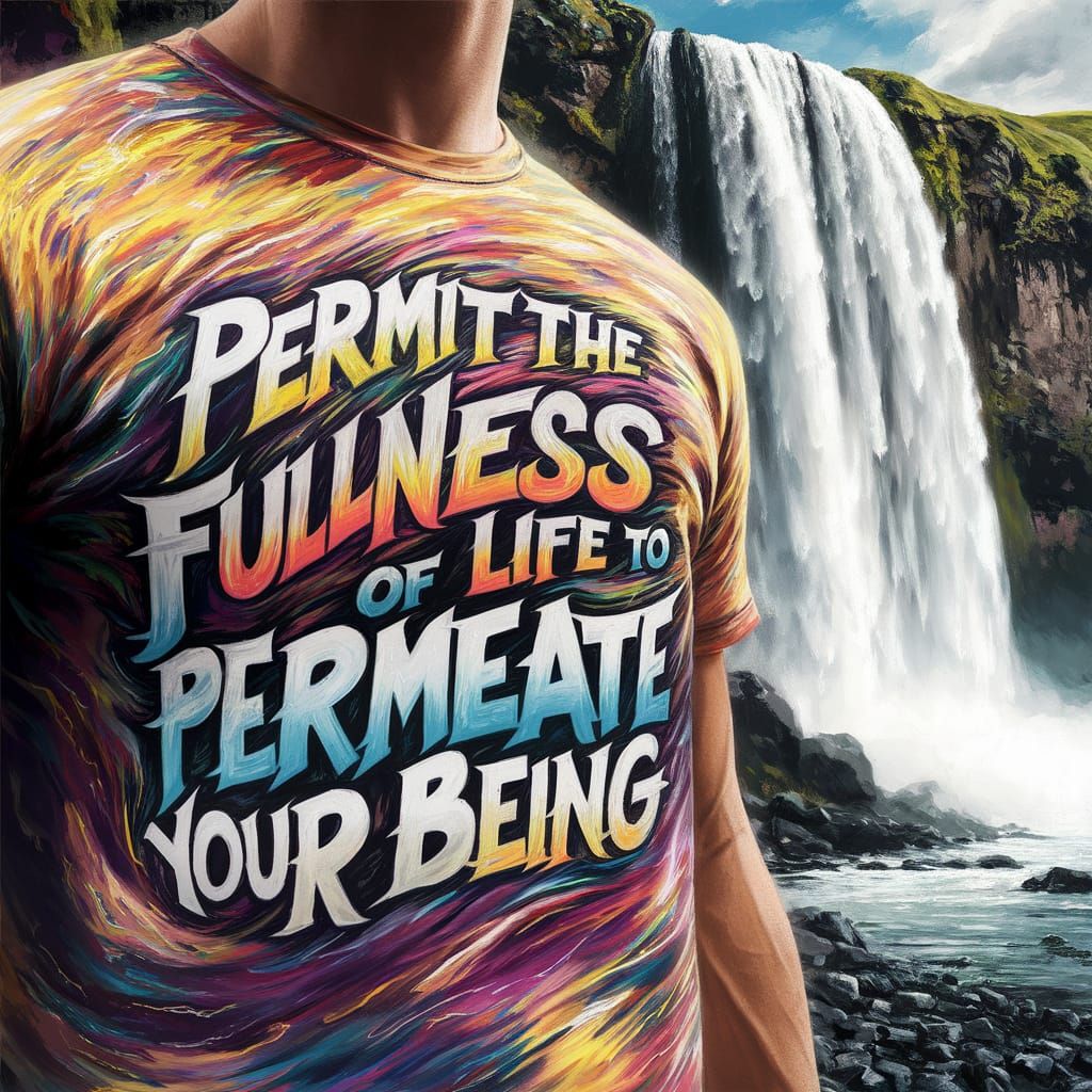 Vibrant Graffiti Art Shirt with Waterfall