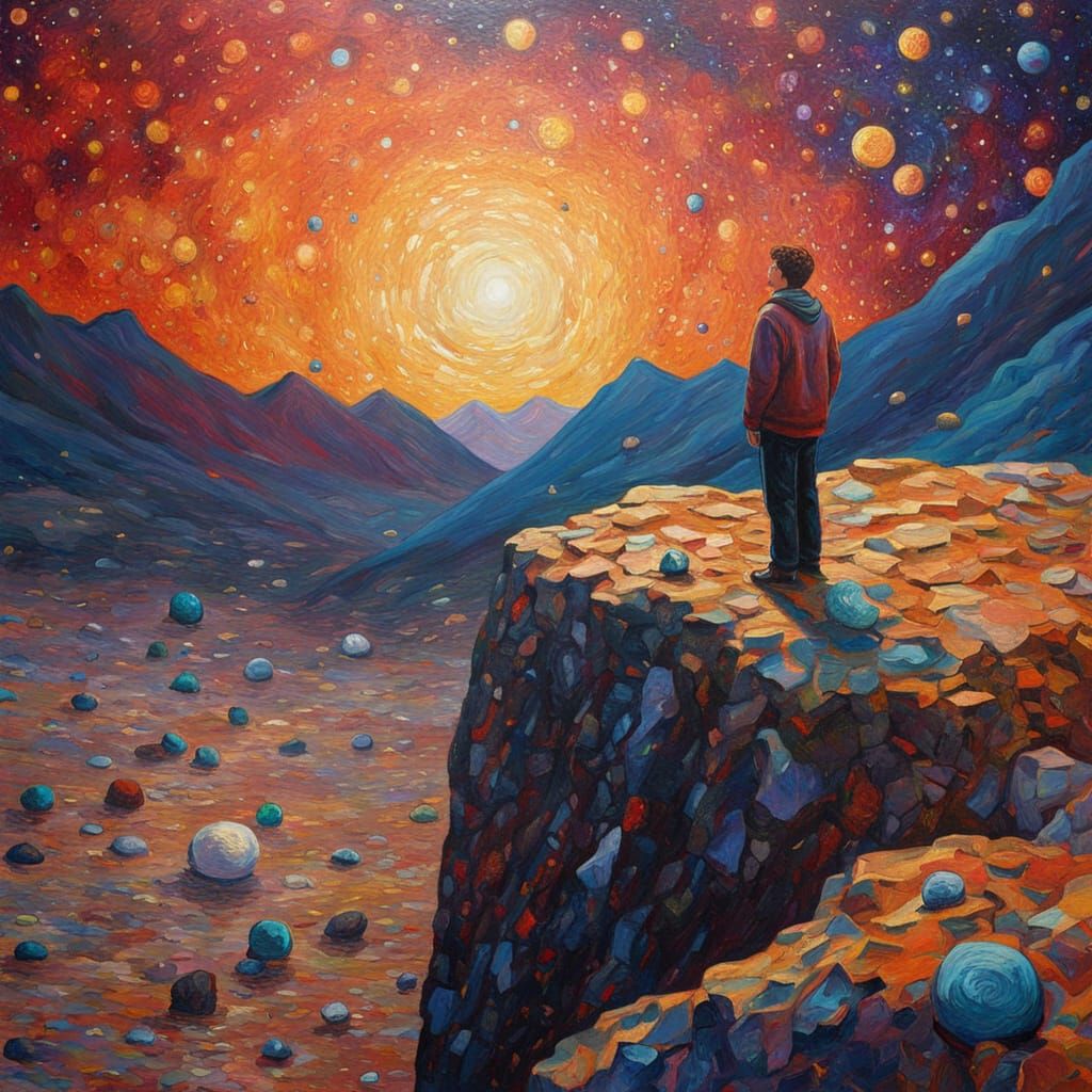 Neo-Impressionist Galaxy Gaze in Expressionist Oil Painting