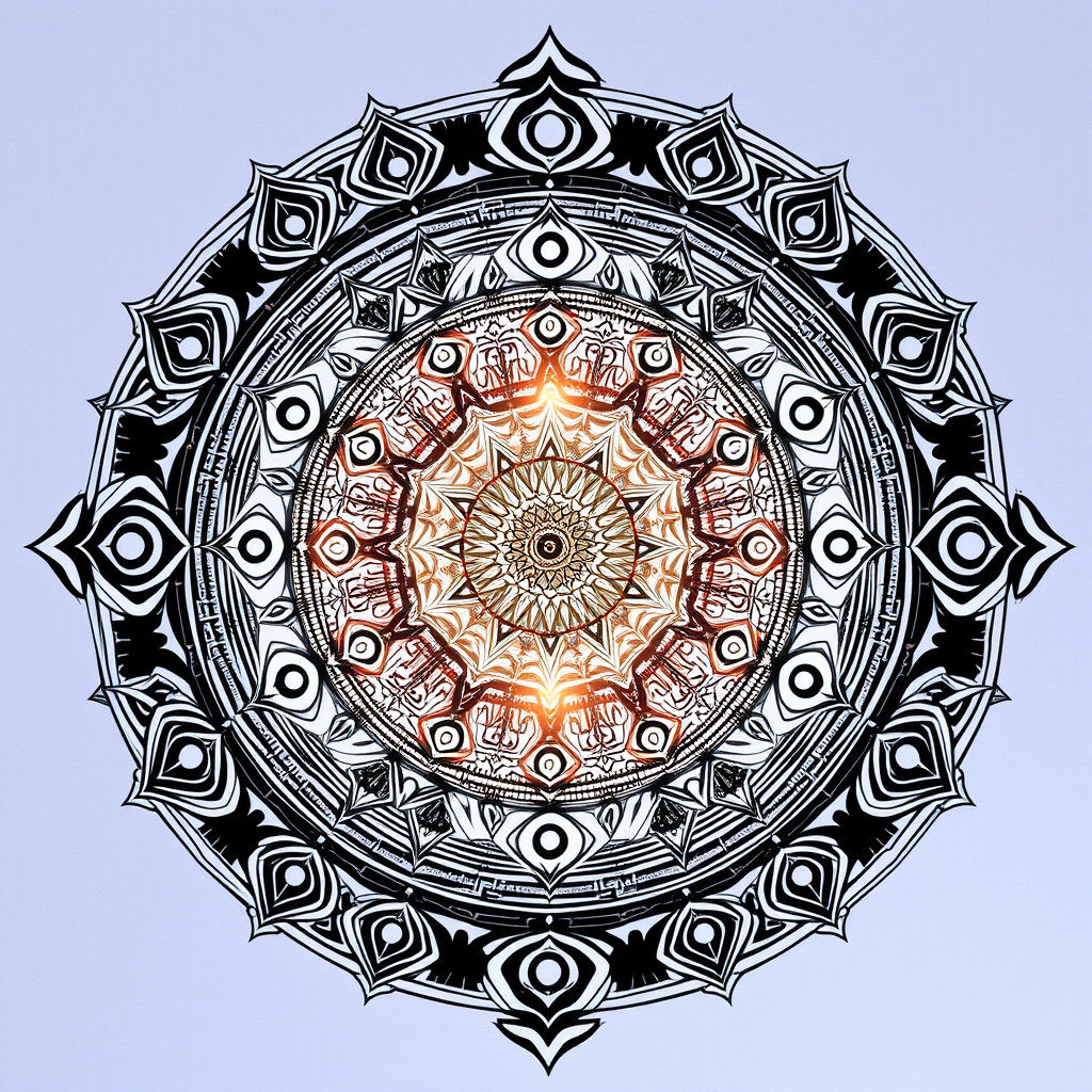 Celestial Mandala with Zodiac Symbols, Dreamy Digital Art