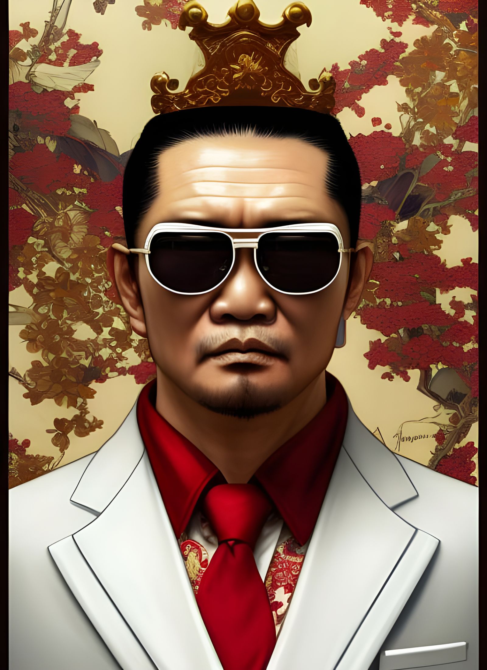 Yakuza Boss Portrait in Art Nouveau Style