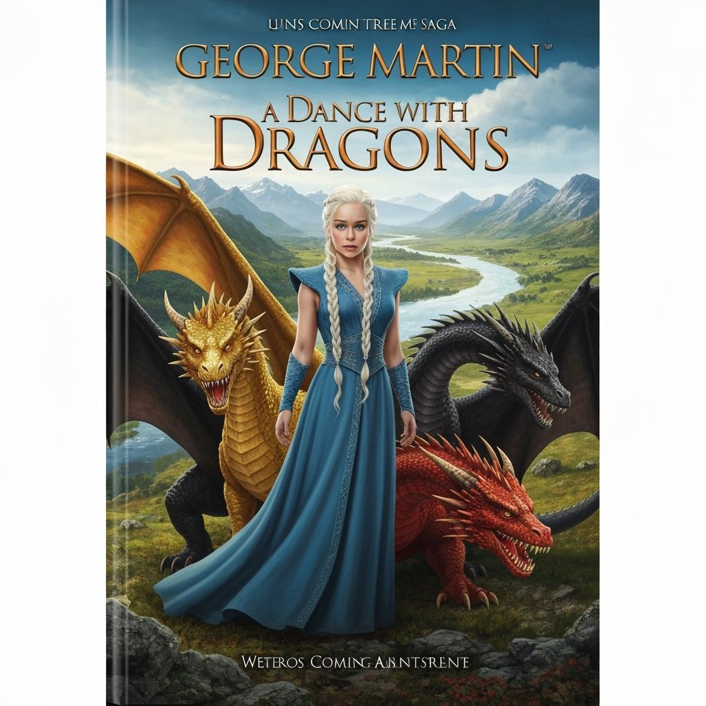 Daenerys Targaryen and Dragons in Westeros Landscape