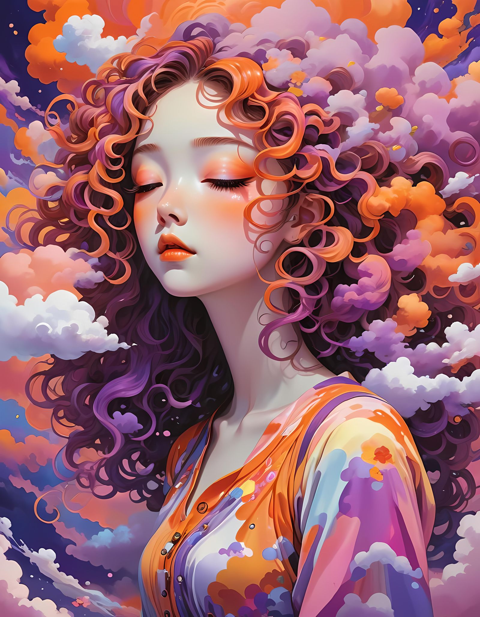 Emotive Watercolor Portrait in Sunset Colors