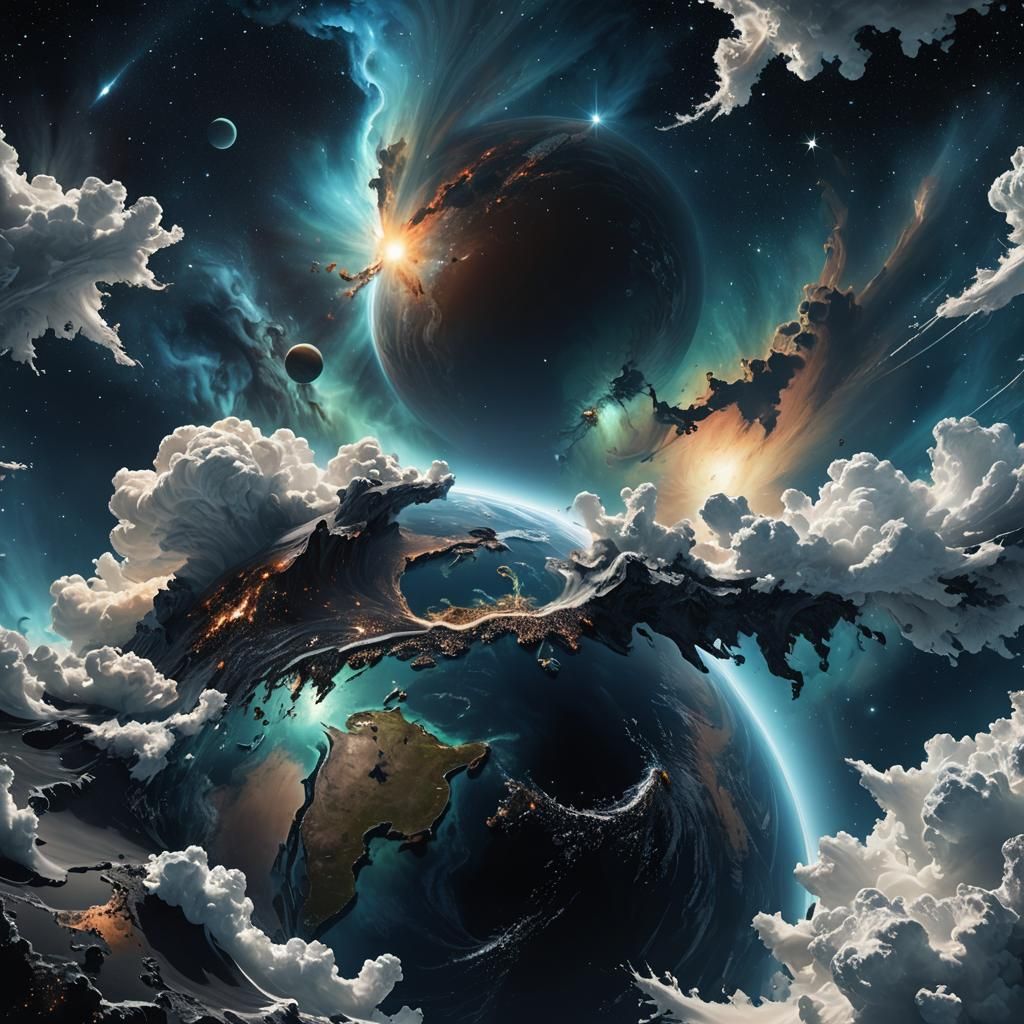 Stunning Planet View from Space as Digital Painting