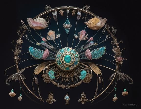 Surreal Steampunk Still Life with Shells and Circuits