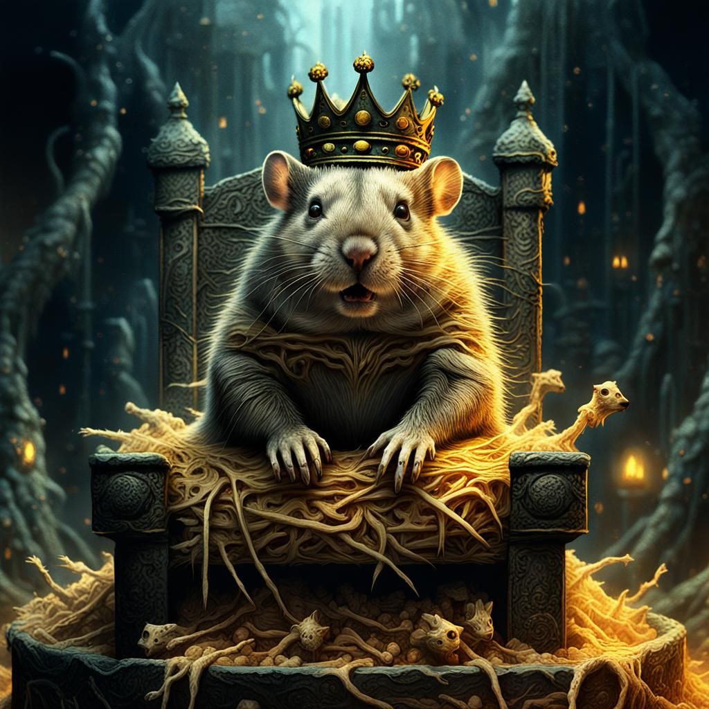 Hamster King: Dark Fantasy Art in Beksiński Style