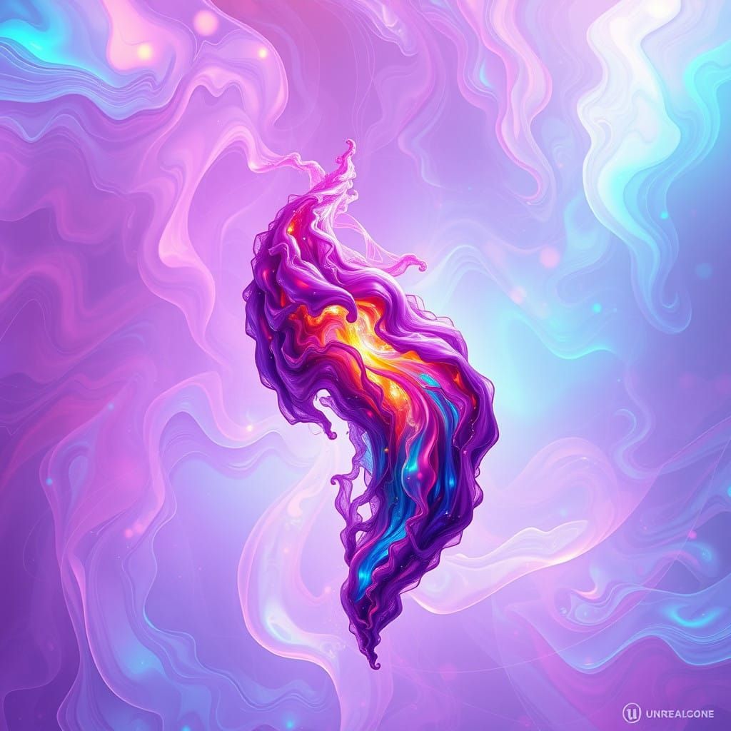 Vibrant Futuristic Entity in Iridescent Holographic Expanse...