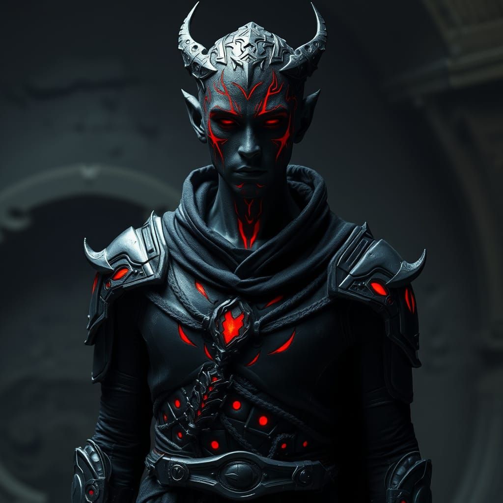 Sith-Zeltron Hybrid Lord in Dark, Gothic Armor