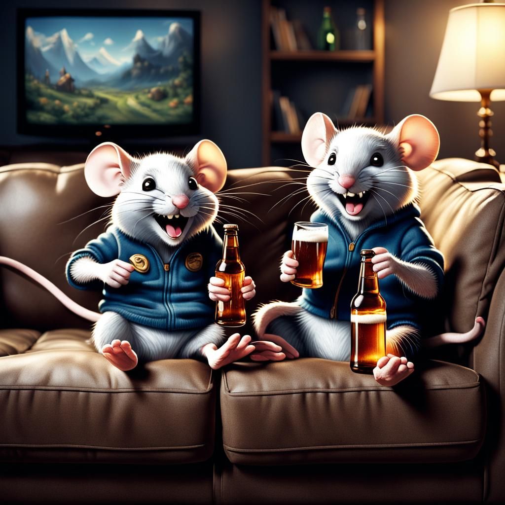 Mice Best Friends Playing Video Games