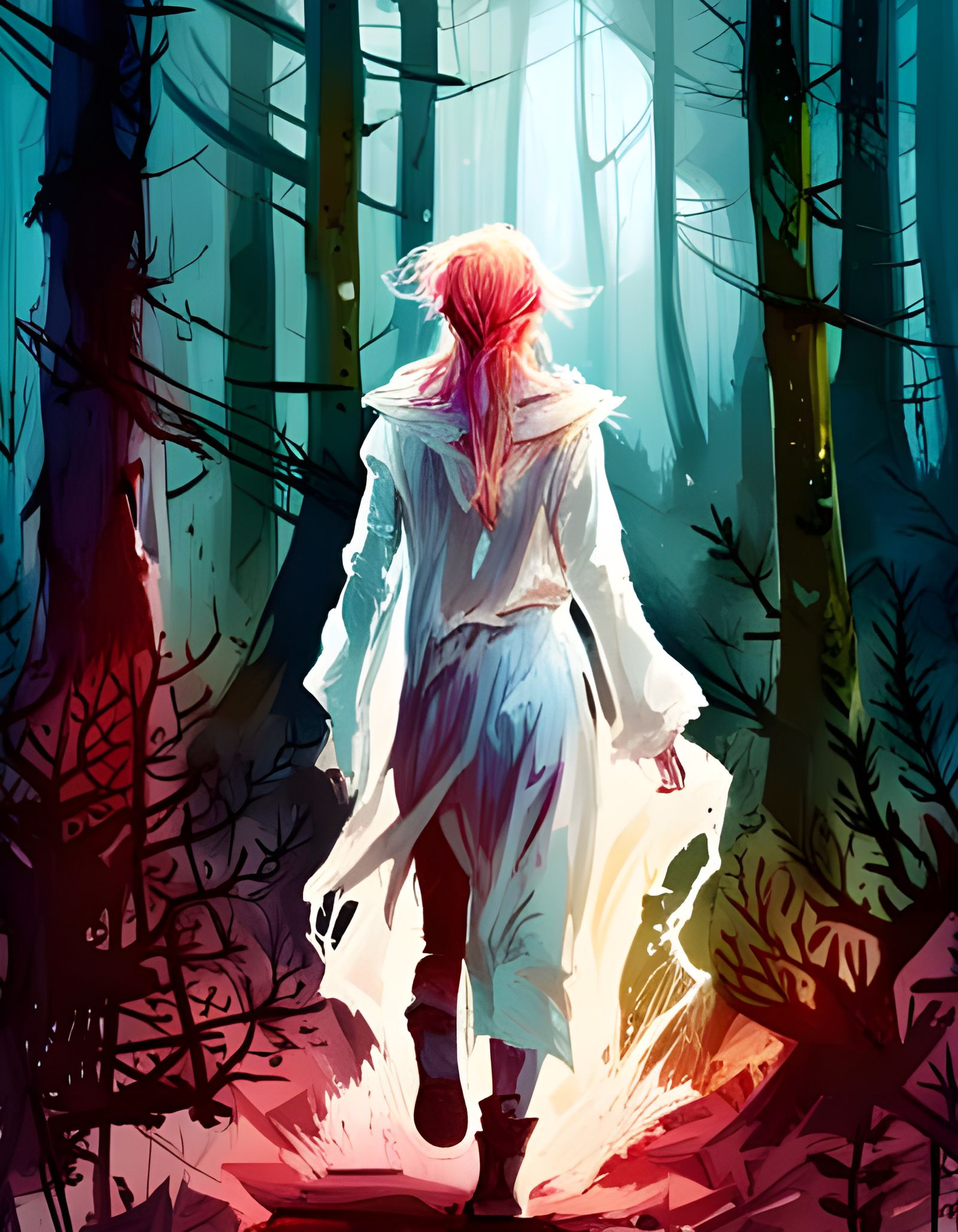Witch in Forest: Digital Illustration in Composite Style