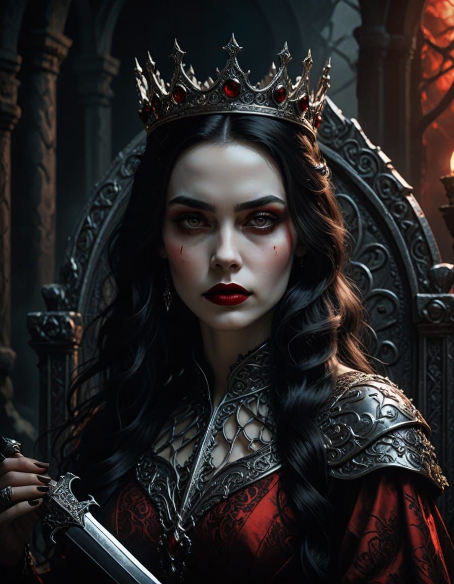 Ethereal Dark Fantasy Queen in Regal, Gothic Splendor