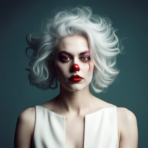 Sad Clown Portrait in Cottagecore Style