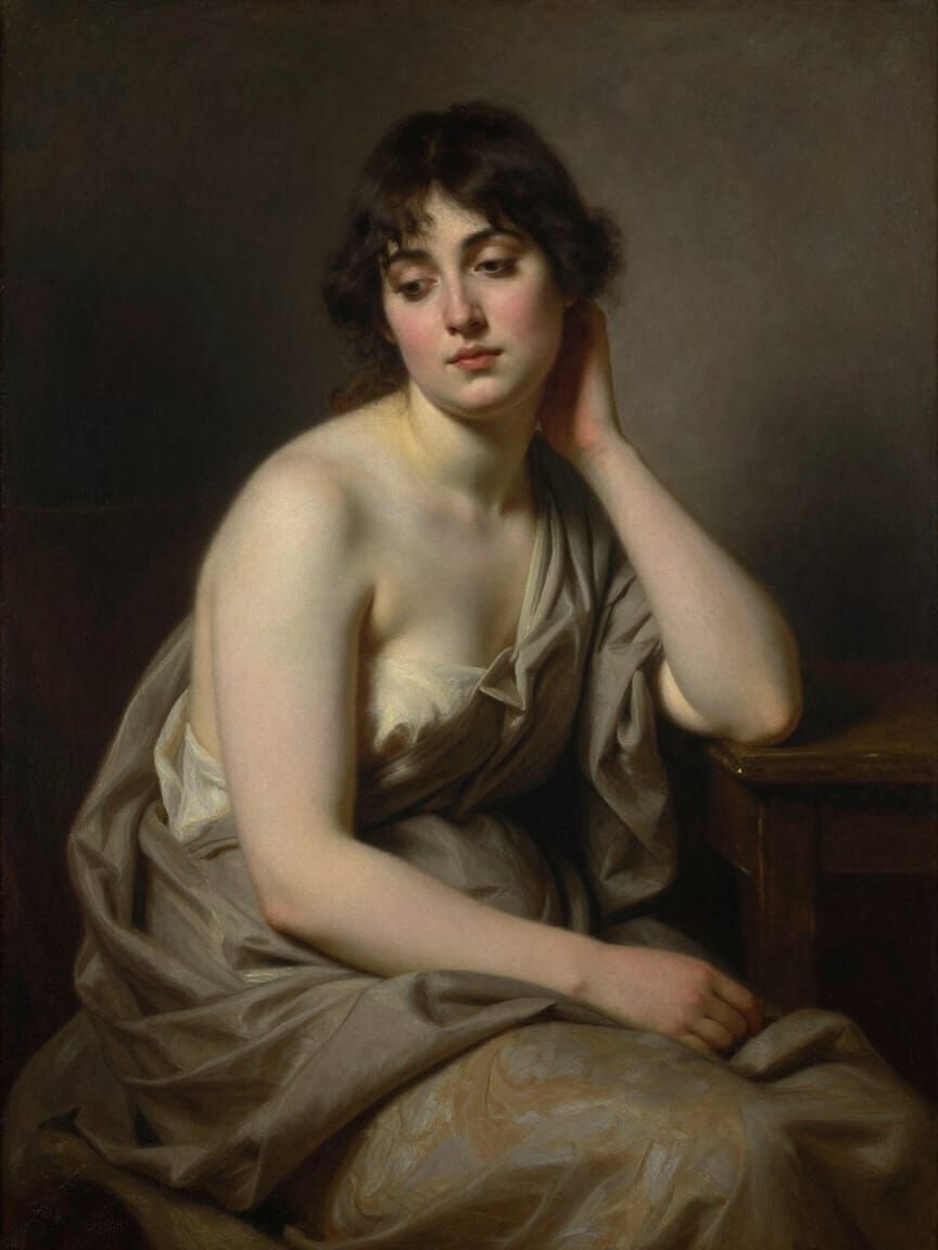 Victorian Academic Painting of Raven-Haired Woman