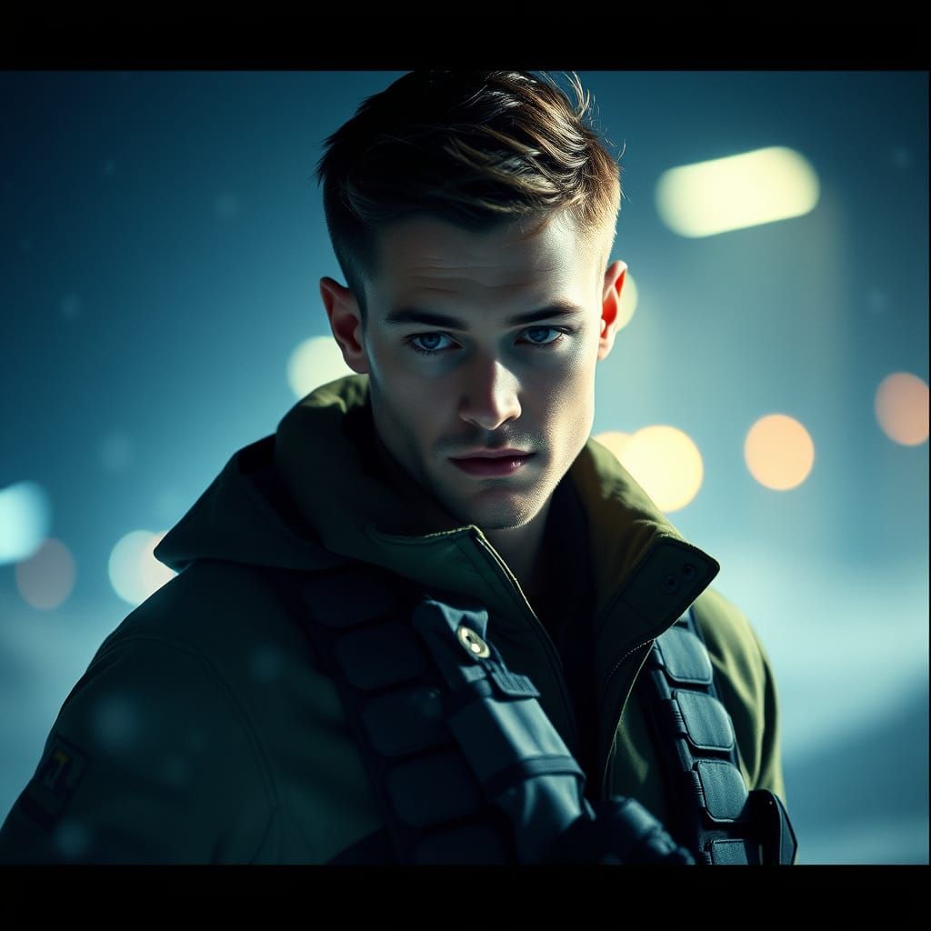 Tactical Russian Operative in Cinematic Film Still