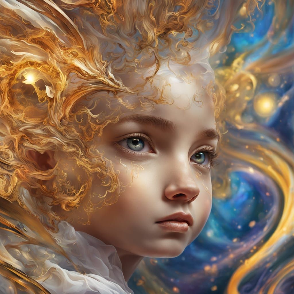 Psychedelic Angel Portrait in Oil Painting Style