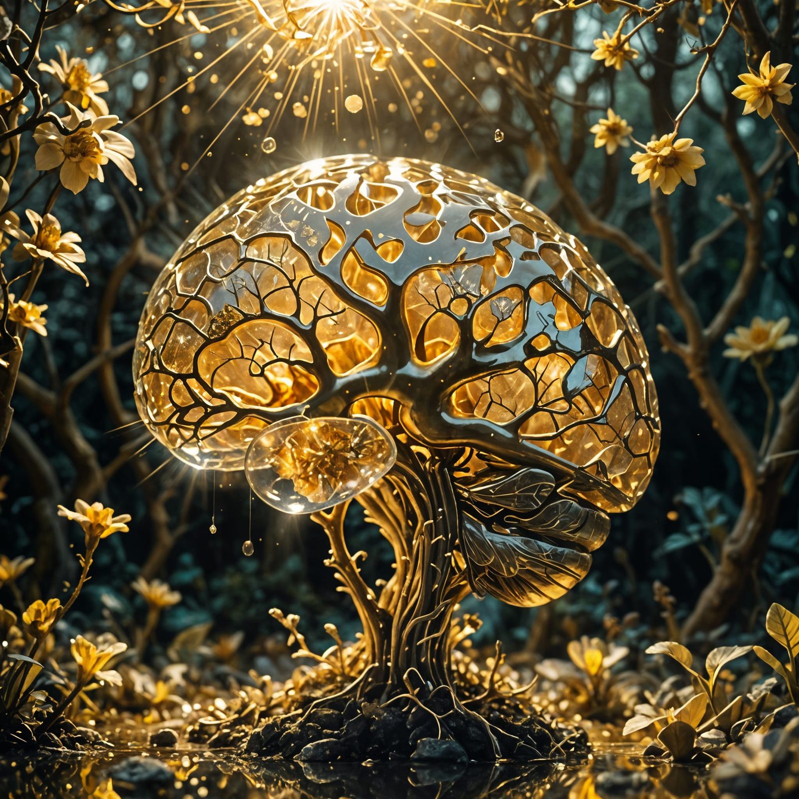 Enchantress's Crystal Brain with Golden Garden