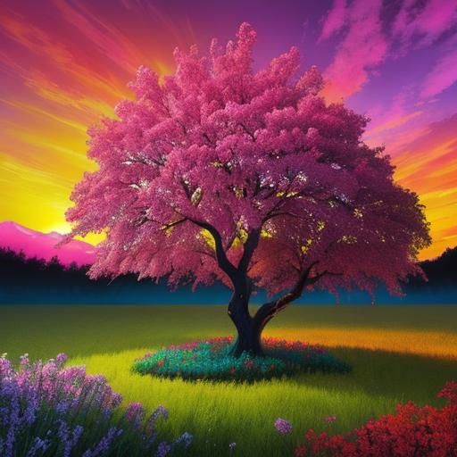 Fantasy Double Exposure: Tree Chasing Bush