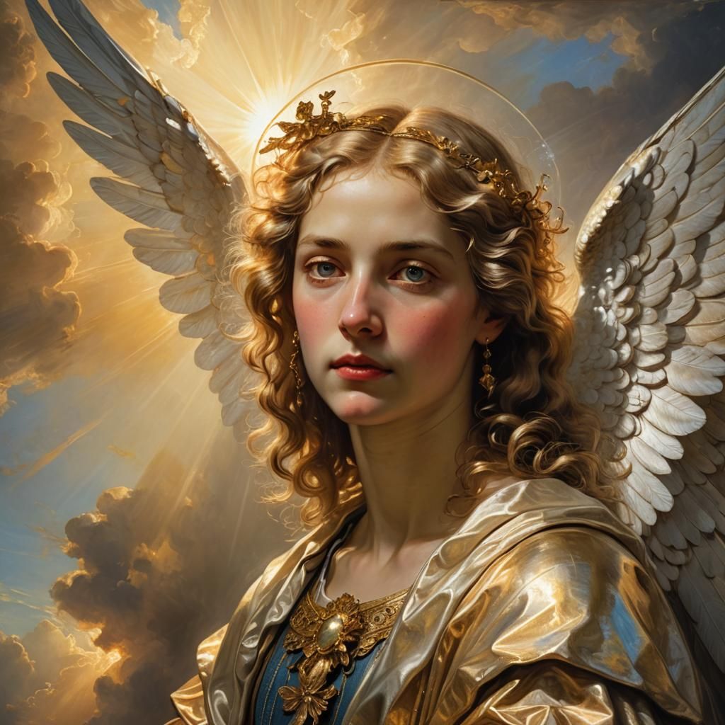 Baroque Angelic Encounter in Heavenly Realm