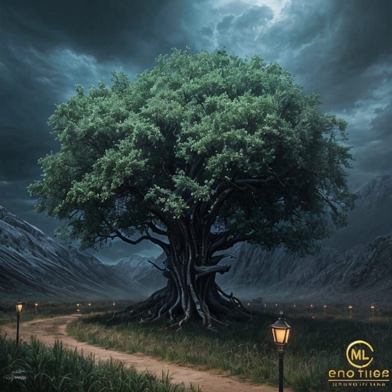 Epic Cinematic Lemon Tree in a Dramatic Digital Landscape
