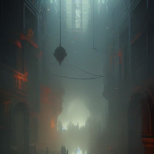 Dark Fantasy Masterpiece in Purple and Yellow