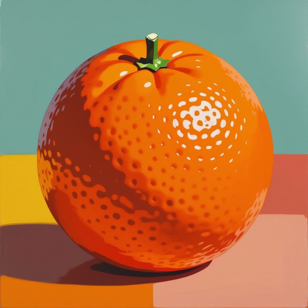 Vibrant Orange Abstract Expressionist Painting