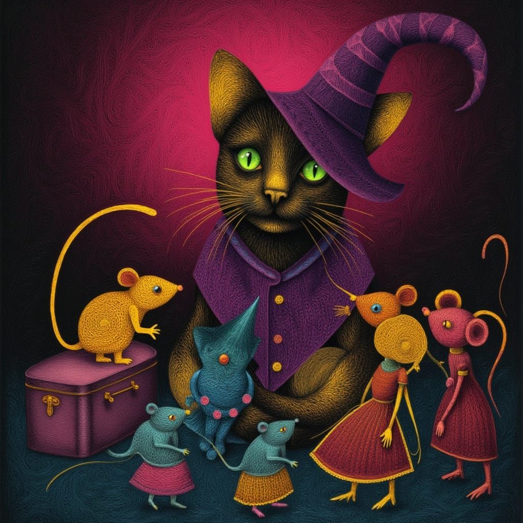 Witch Cat Bella With Plush Mice and Walking Cookies in Theat...