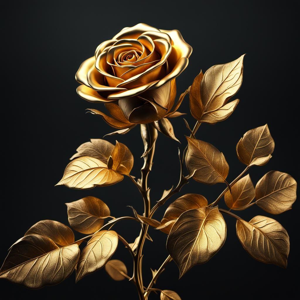 Detailed Golden Rose Against Contrasting Background