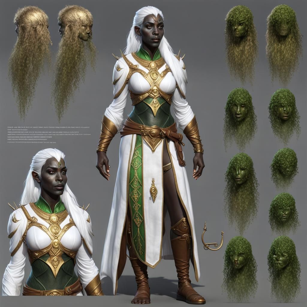 D&D Drow Queen Character Sheet in Dark Fantasy Style