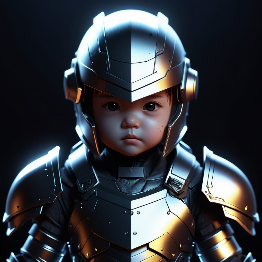 Baby in Metal Armor: Digital Anime Art