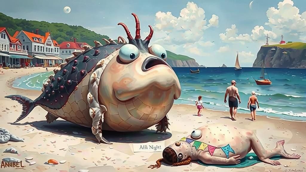 Angler Fish Oil Painting in Pop Surrealism Style