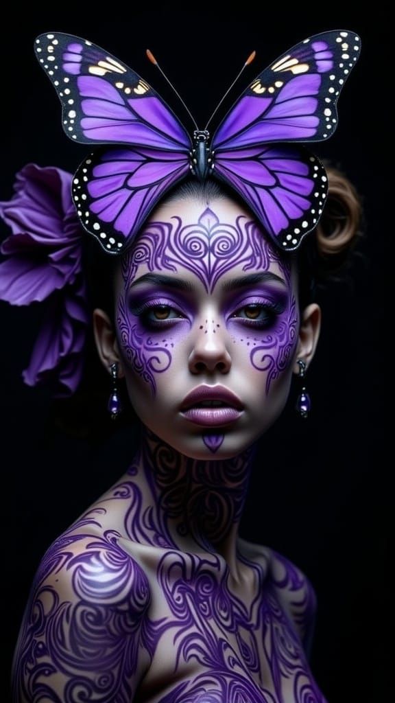 Ethereal Femme Fatale in High-Contrast Surrealist Portrait